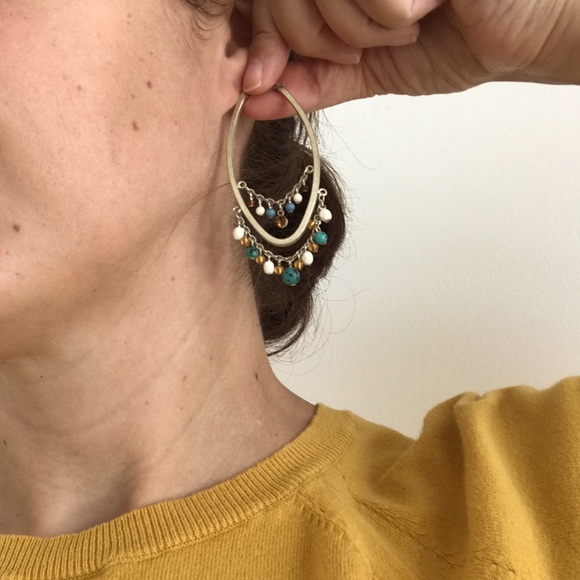 Large drop beaded earrings - Picture 2 of 2